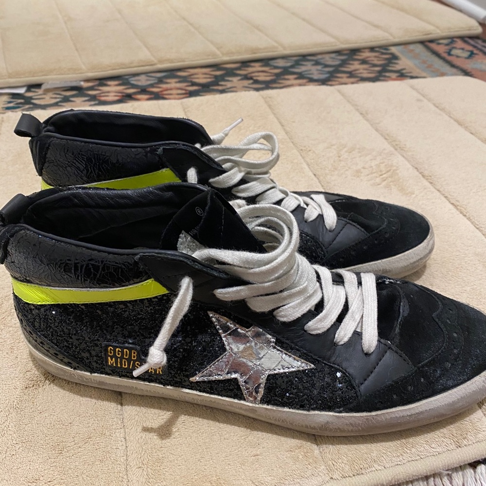 Golden Goose Mid Star black glitter size 40